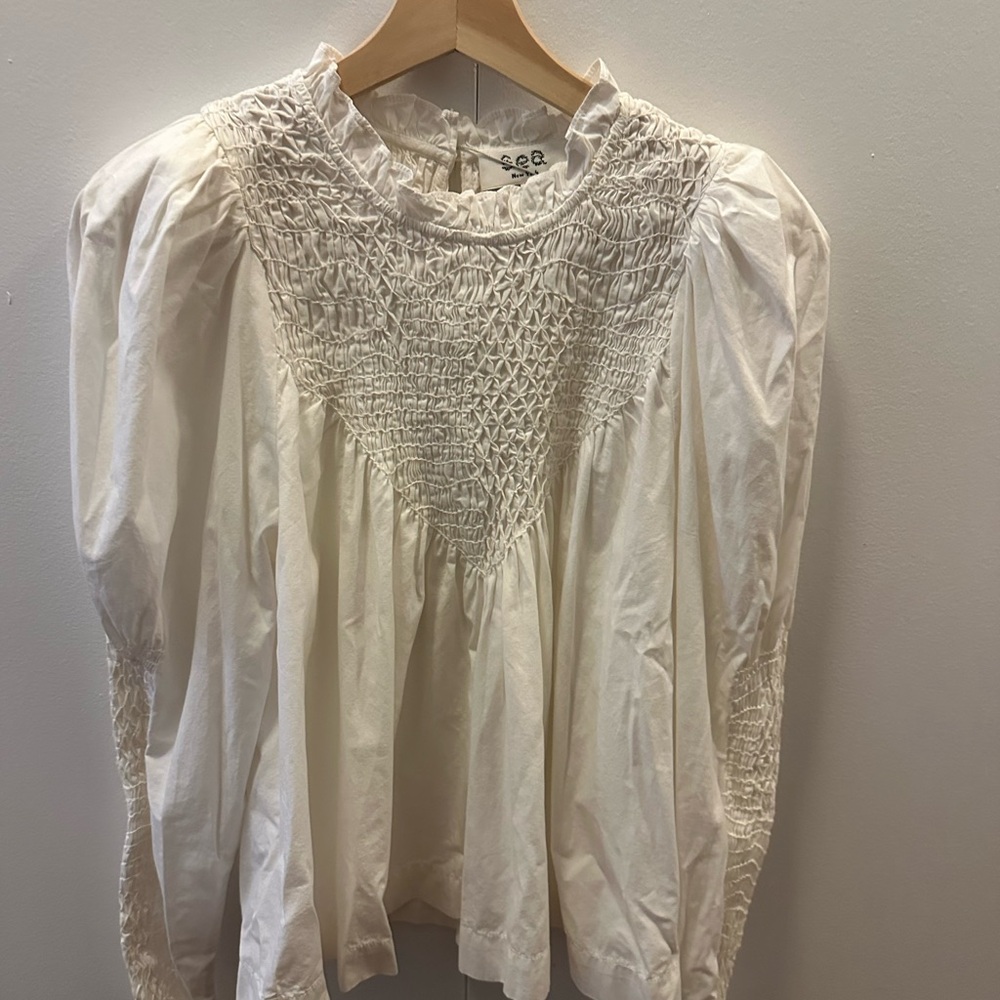 Sea New York Cream Smocked Puff Sleeve Blouse- New With Tags!